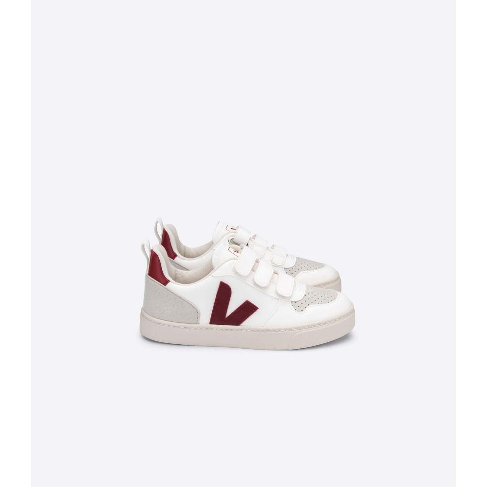 White/Red Kids\' Veja V-10 CWL Shoes | AU 780DFM